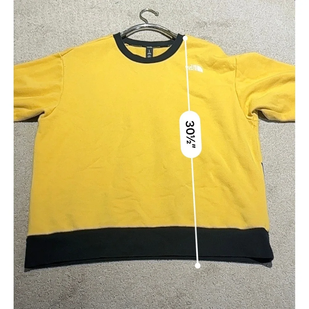 The North Face Mens Large Colorblock Crewneck Sweatshirt Yellow Blue Fleece Logo